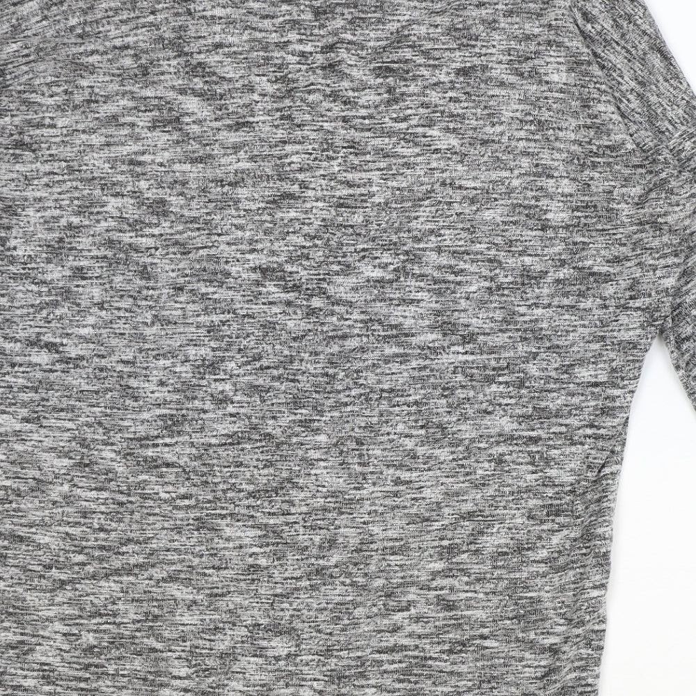 New Look Womens Grey Polyester Basic Blouse Size S V-Neck