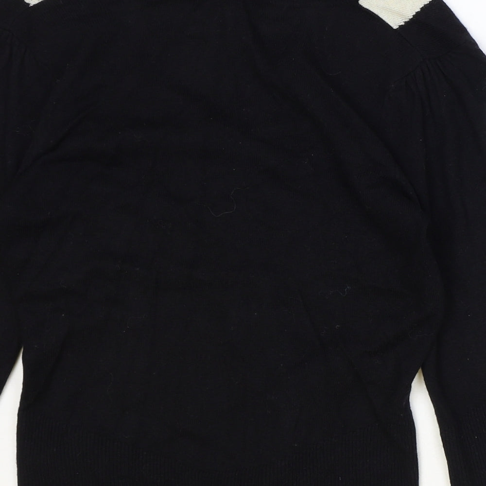Preworn Womens Black V-Neck Acrylic Pullover Jumper Size M