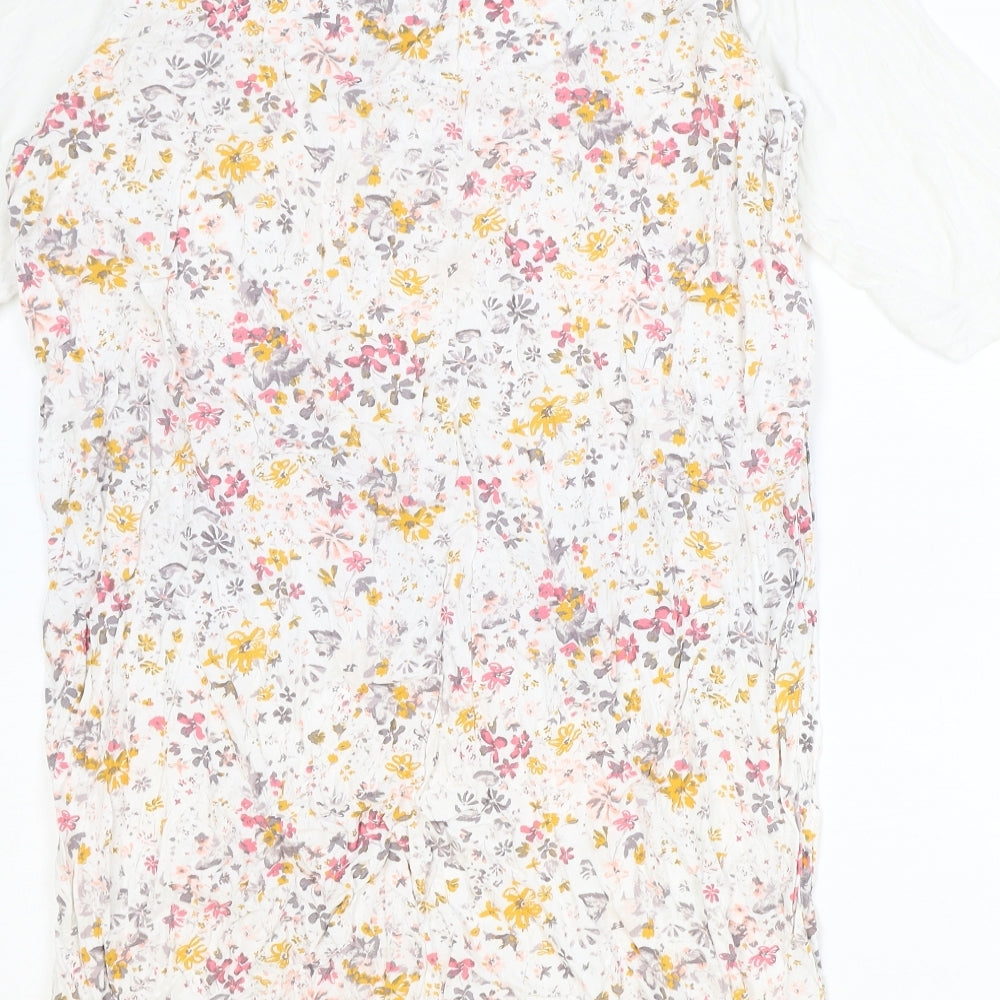Marks & Spencer Womens Ivory Floral Viscose A-Line Size 16 Round Neck Pullover