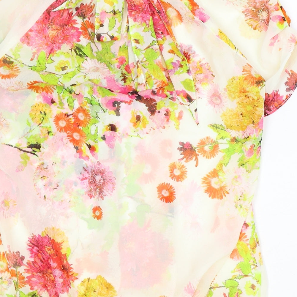 Wallis Womens Multicoloured Floral Polyester Basic Blouse Size S Boat Neck