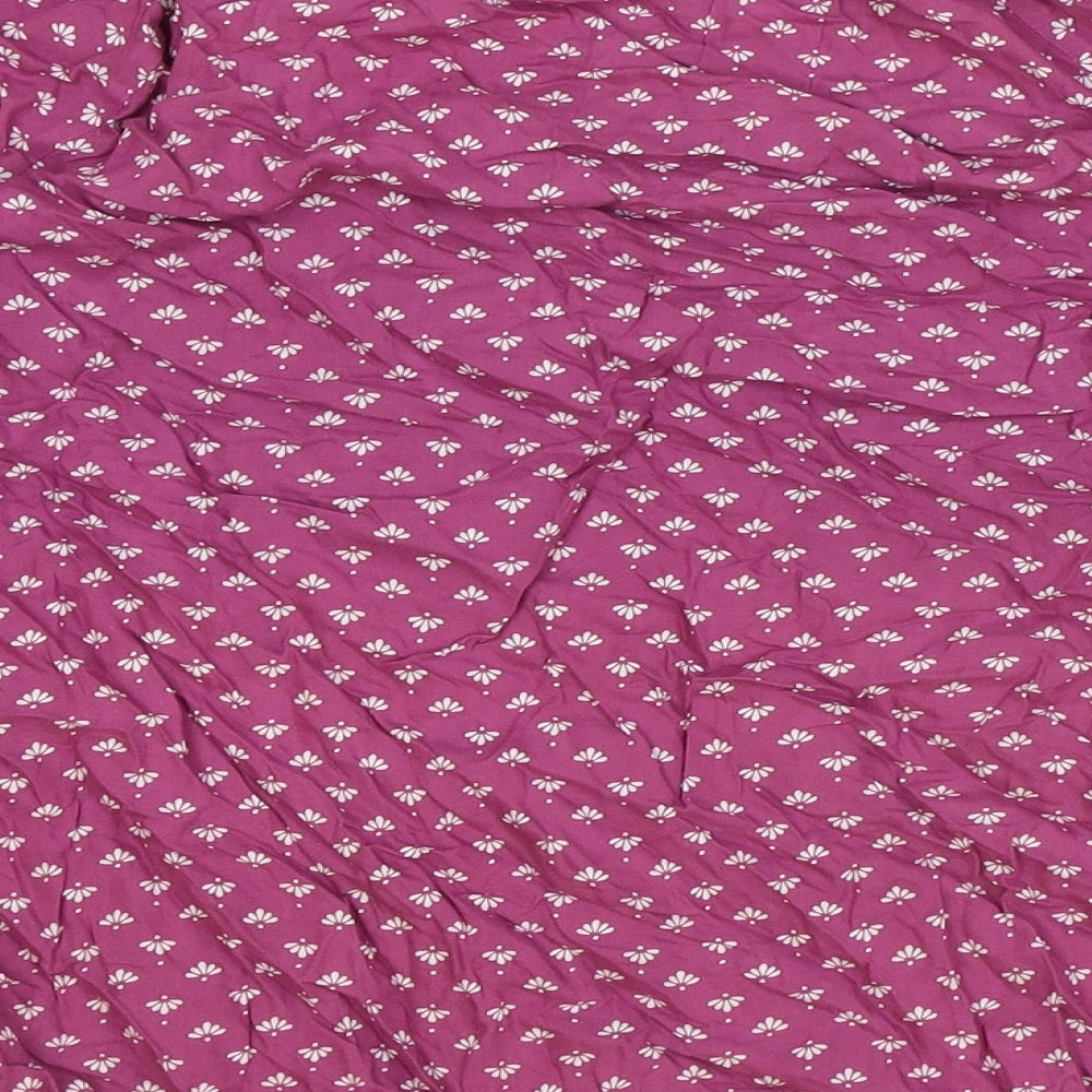 Fame Forever Womens Purple Geometric Viscose Basic Blouse Size M Round Neck