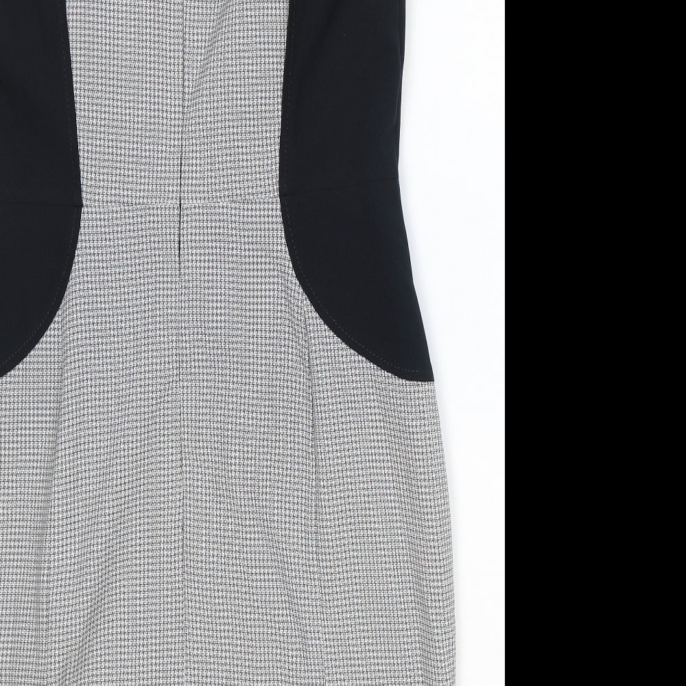 South Womens Grey Polyester Pencil Dress Size 12 Boat Neck Zip
