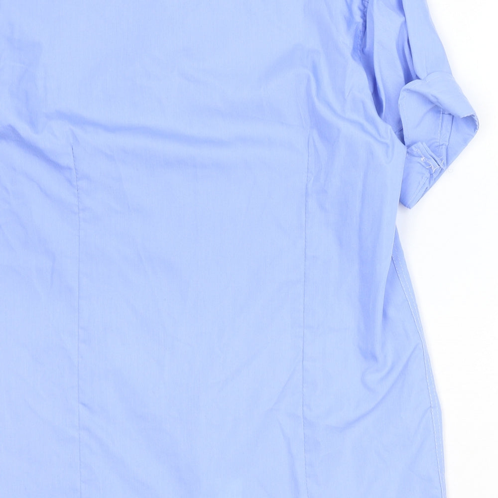 Hesher Wong Womens Blue Cotton Basic Button-Up Size XL Collared