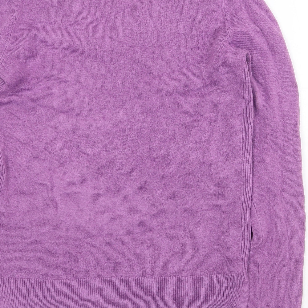 Marks & Spencer Womens Purple V-Neck Acrylic Pullover Jumper Size 8