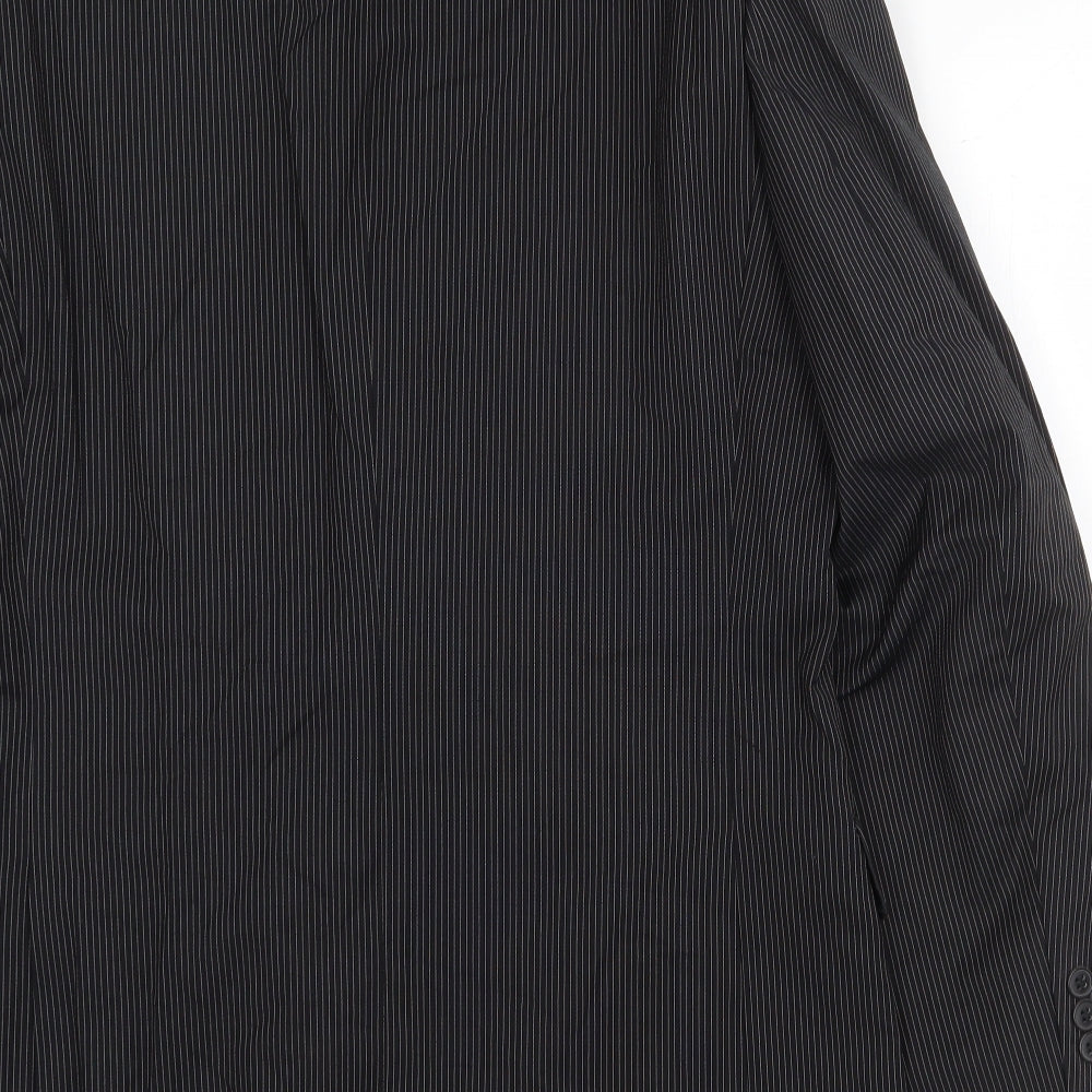 Burton Mens Black Striped Polyester Jacket Blazer Size 40 Regular