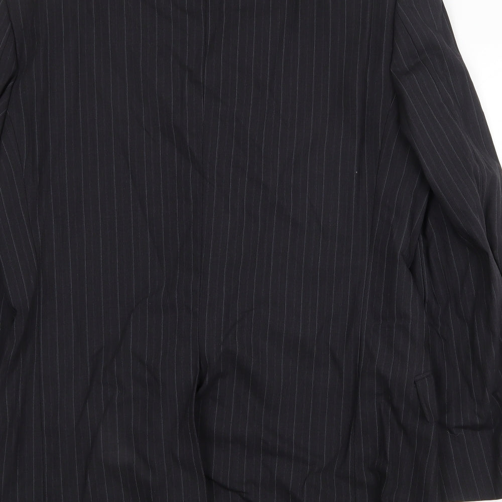 Marks & Spencer Mens Black Striped Wool Jacket Suit Jacket Size 40 Regular