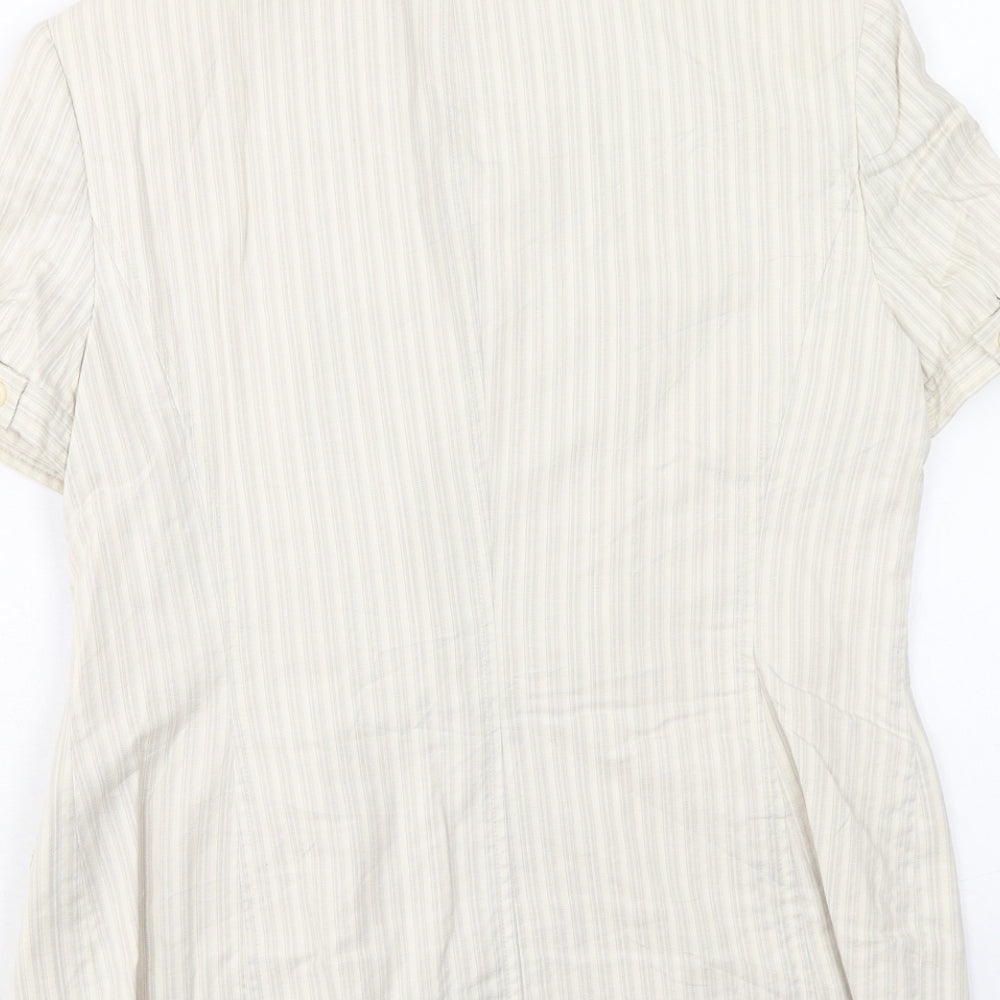 Style&co. Womens Beige Striped Jacket Blazer Size 8 Button