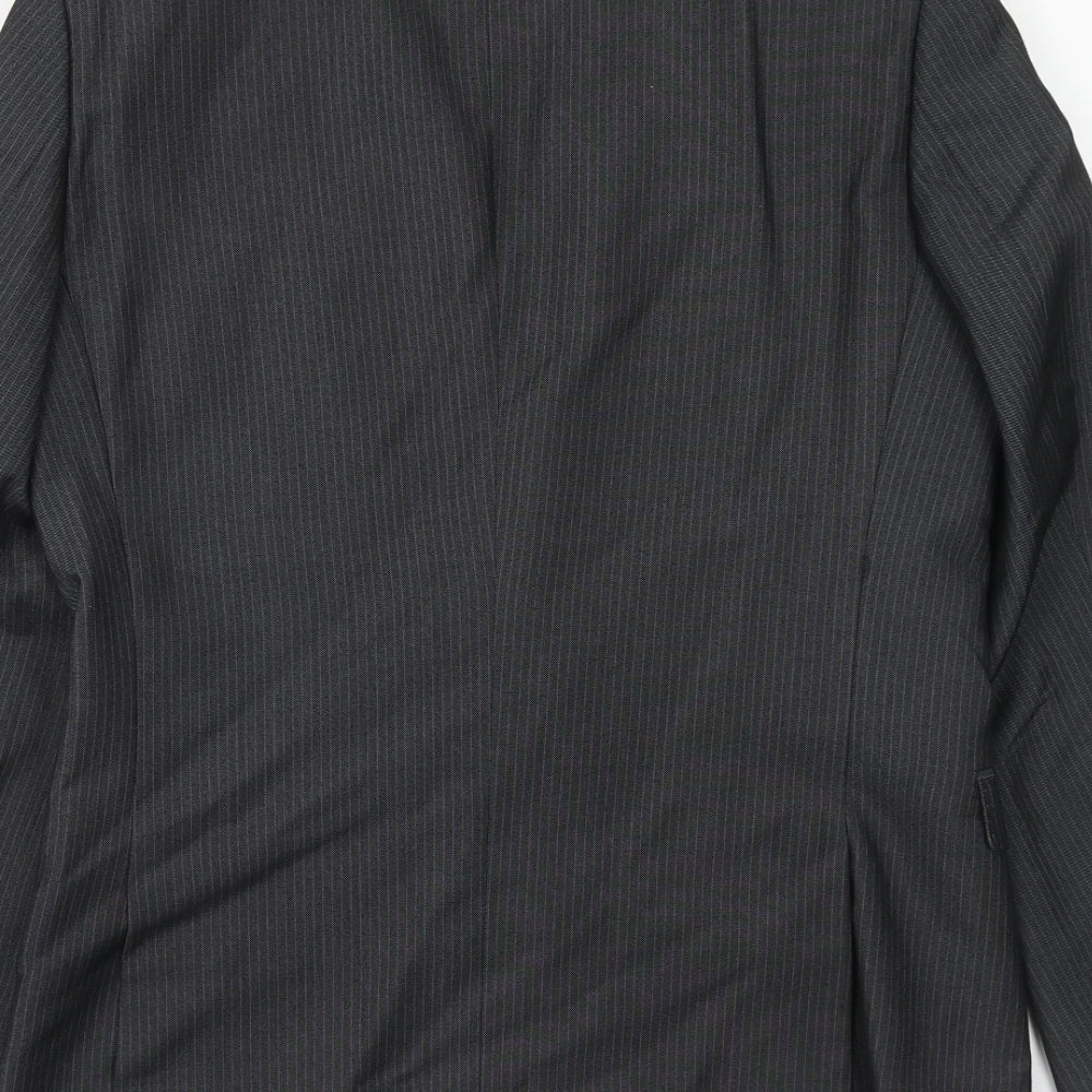 Limited Collection Mens Grey Striped Polyester Jacket Suit Jacket Size 38 Regular