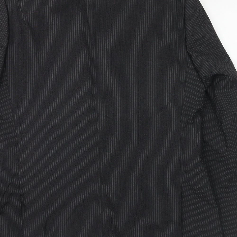 Tom english Mens Black Striped Polyester Jacket Suit Jacket Size 40 Regular