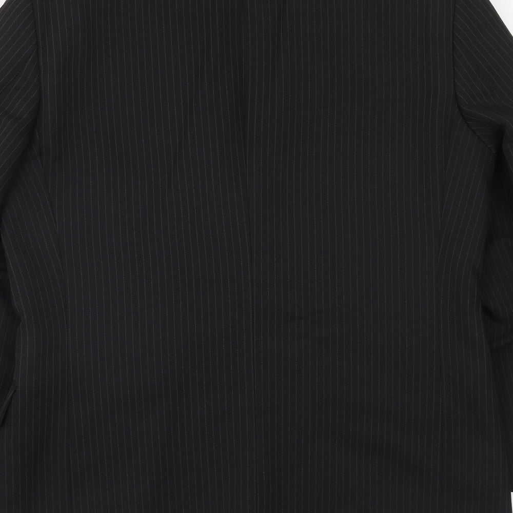Taylor & Wright Mens Black Striped Polyester Jacket Suit Jacket Size 40 Regular