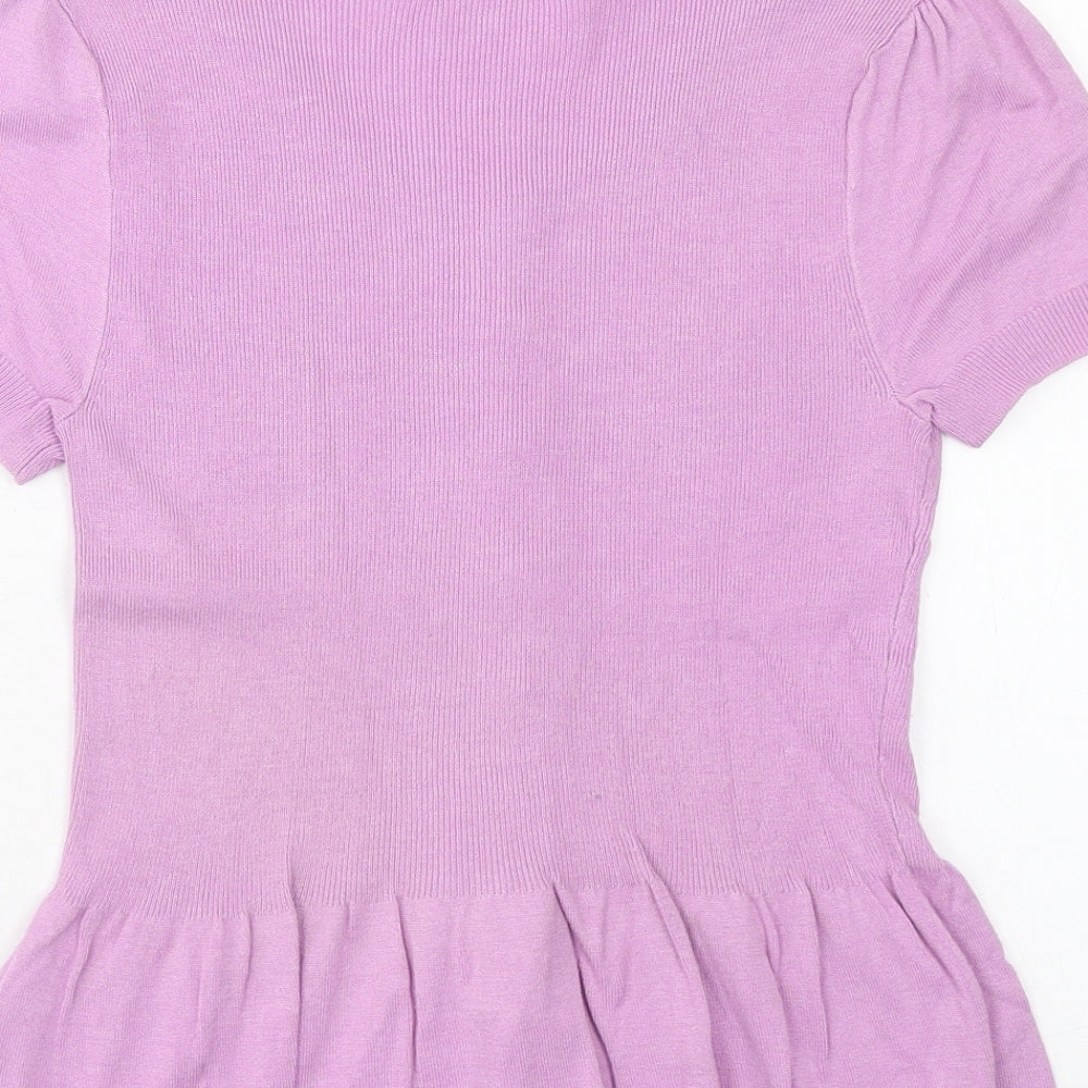 Marks & Spencer Womens Pink Scoop Neck Viscose Pullover Jumper Size 12 - Drop hem