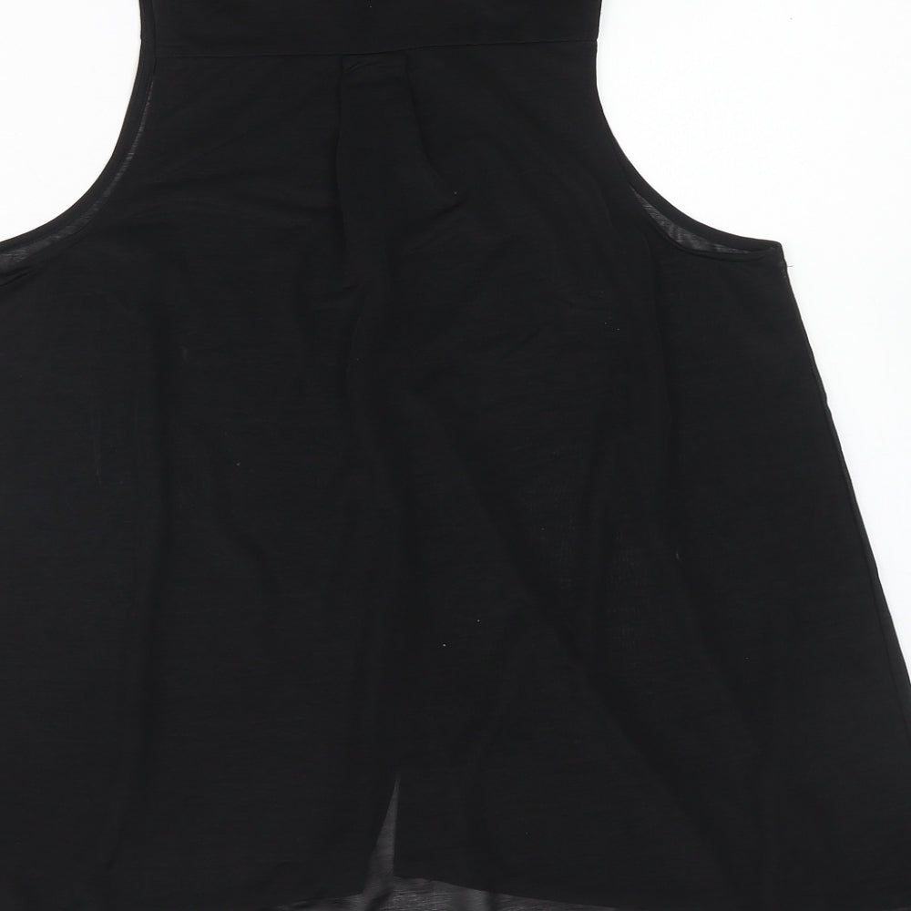 H&M Womens Black Polyester Basic Button-Up Size 8 Collared