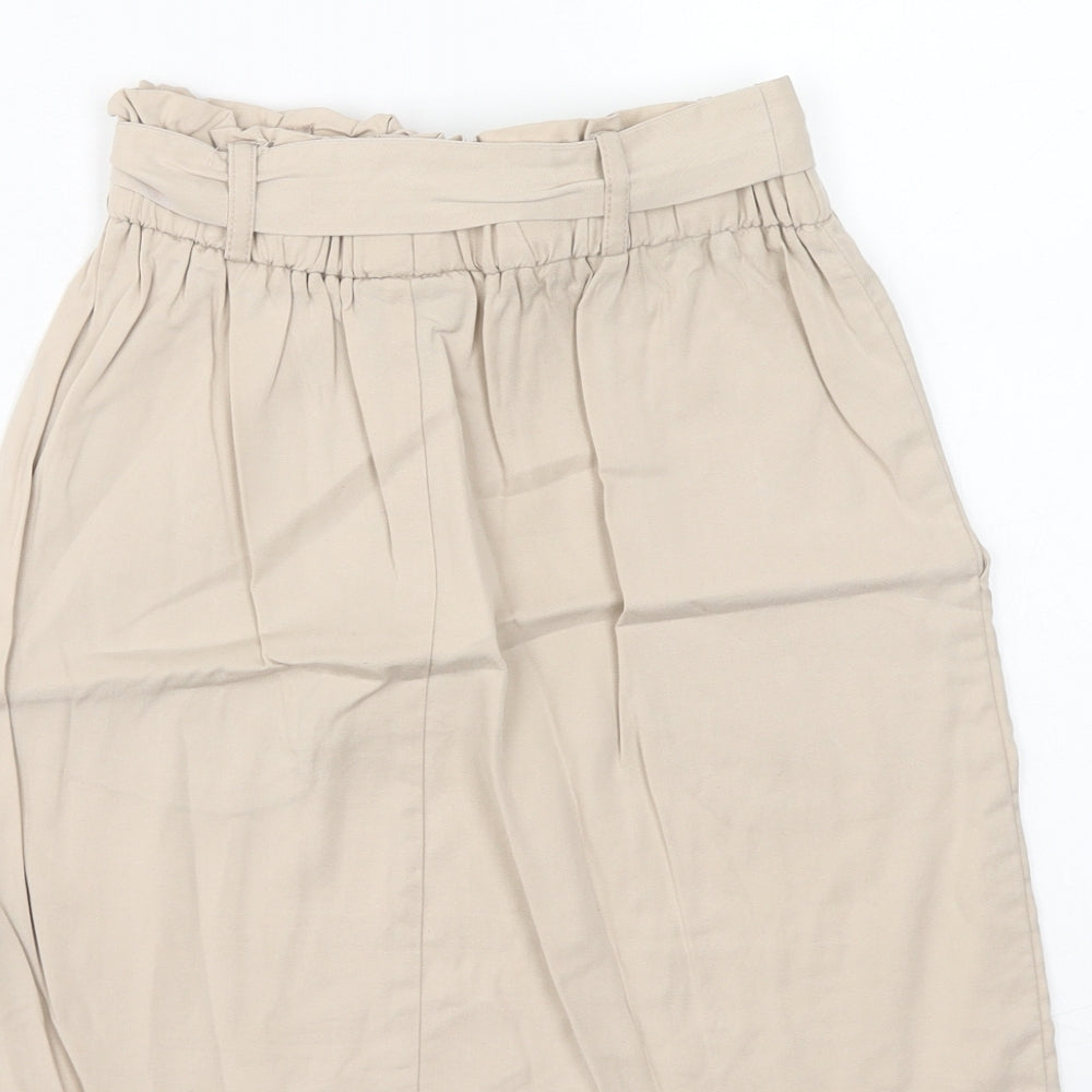 Topshop Womens Beige Lyocell Mini Skirt Size 6 - Belted
