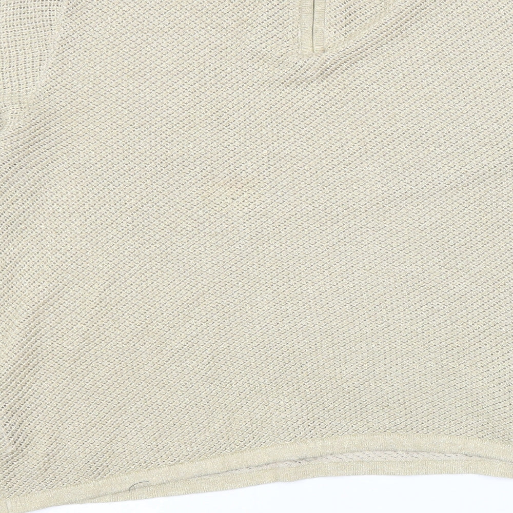 NEXT Womens Gold Crew Neck Cotton Pullover Jumper Size 14 Zip