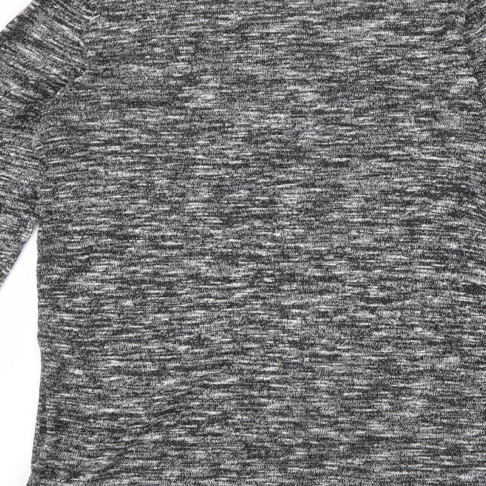 Divided Womens Grey Polyester Basic Blouse Size S Boat Neck
