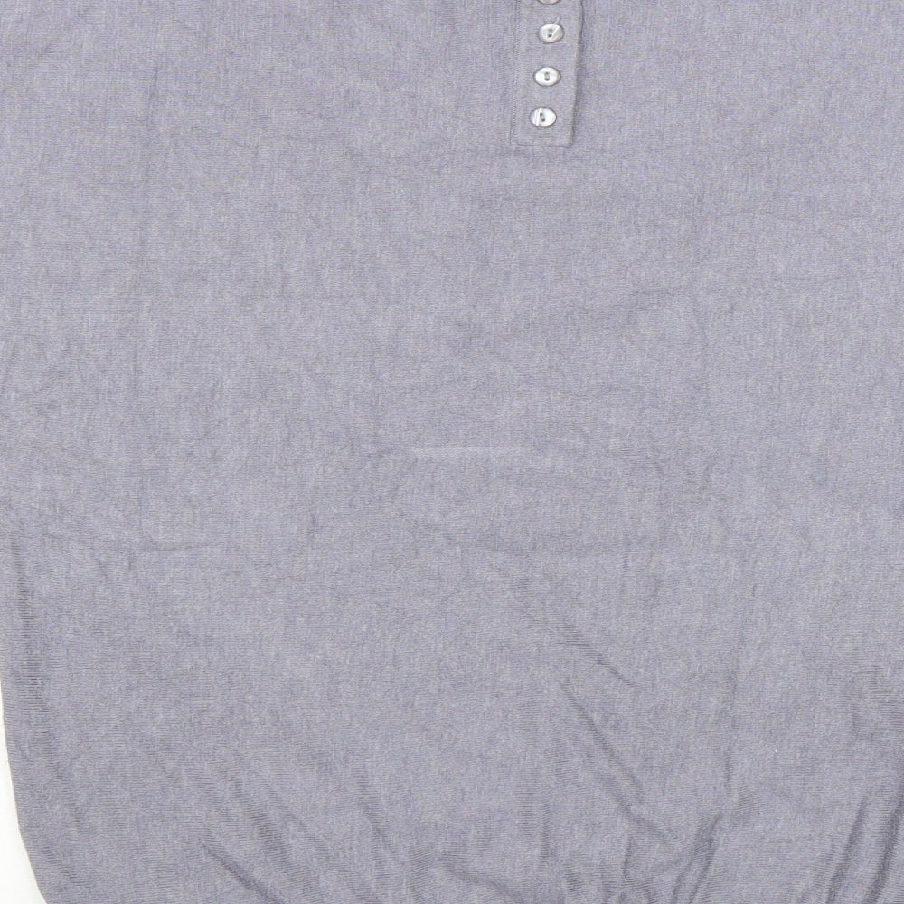 NEXT Womens Grey Scoop Neck Viscose Pullover Jumper Size 8 Button