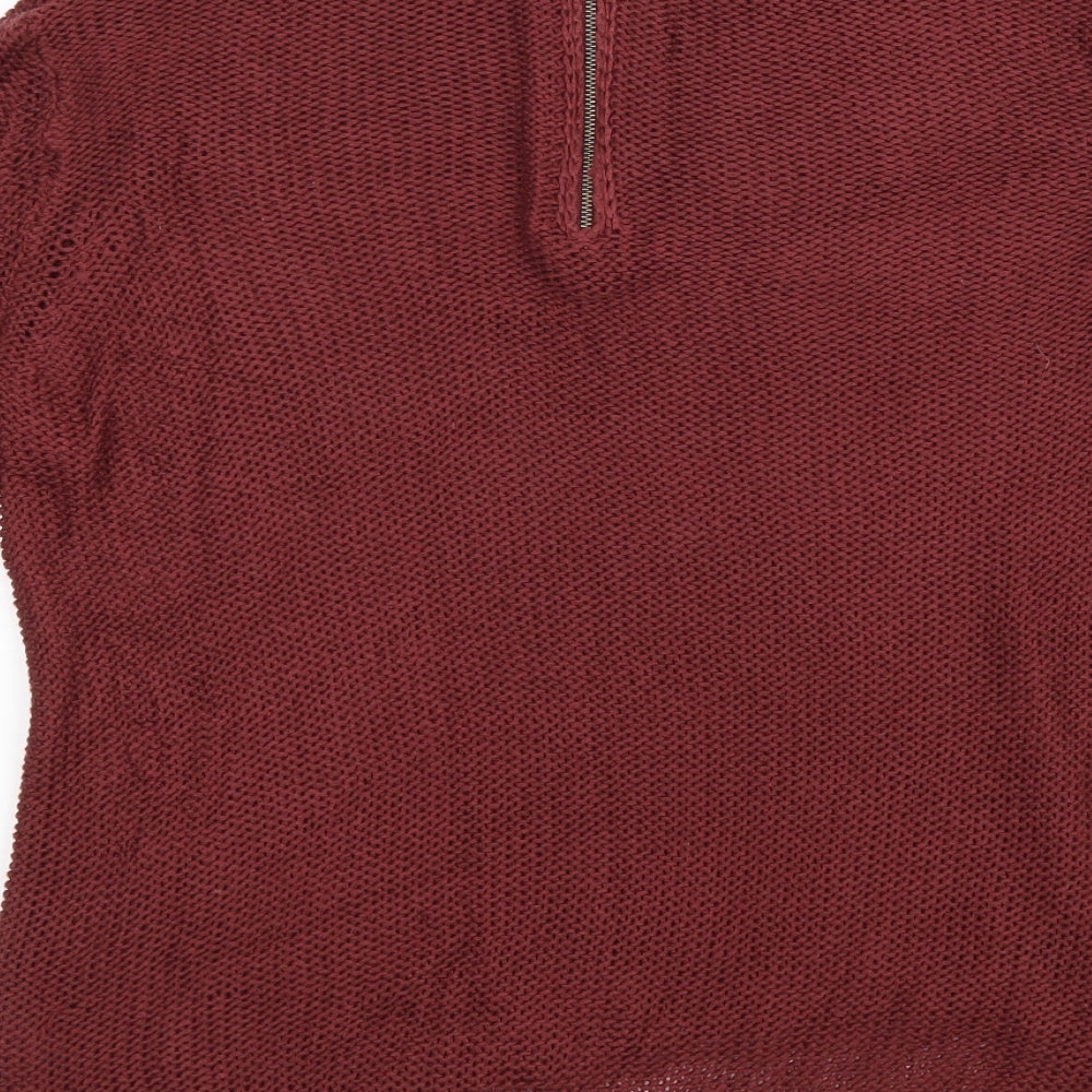 Divided Womens Red Boat Neck Acrylic Pullover Jumper Size 10