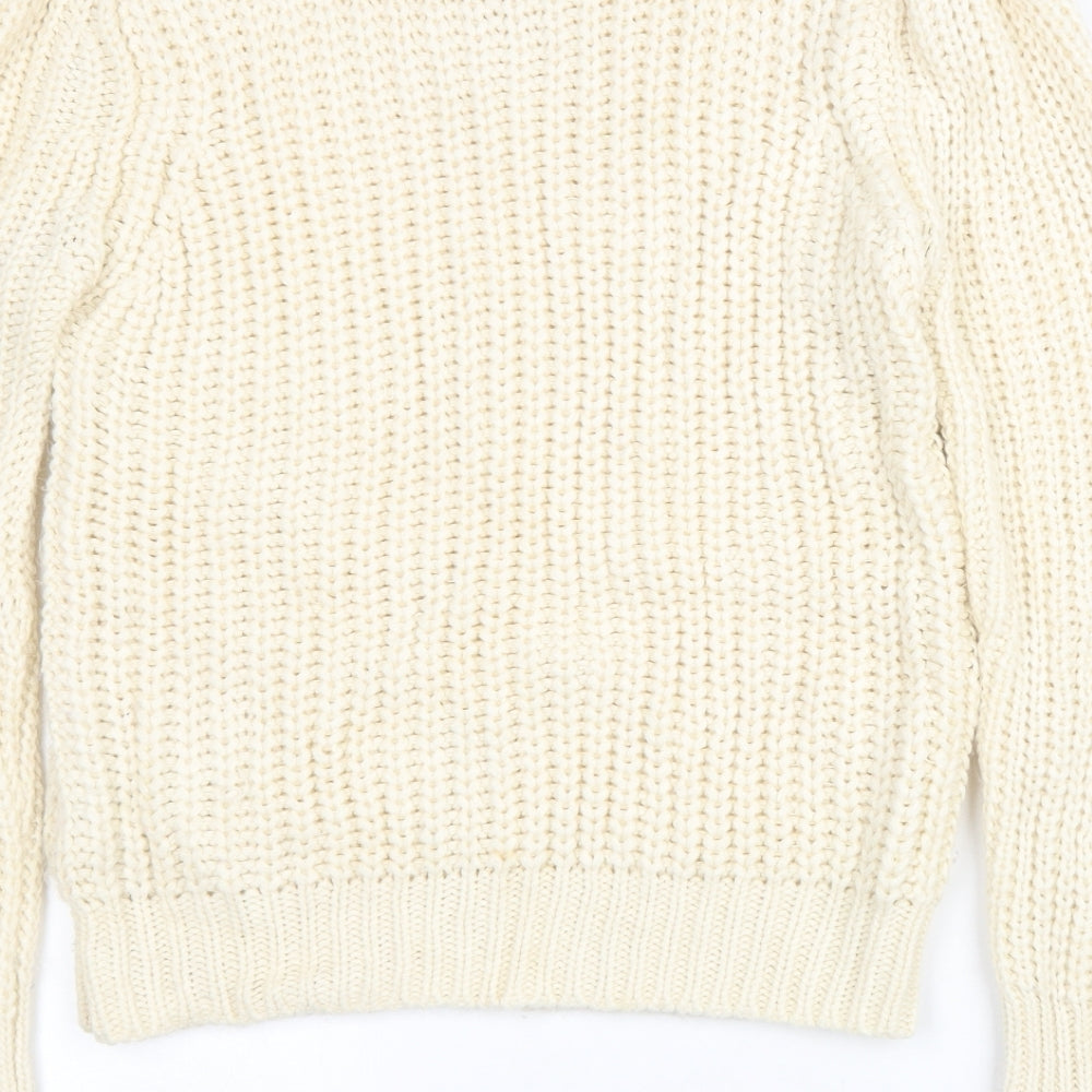 QED London Womens Beige Scoop Neck Acrylic Pullover Jumper Size M