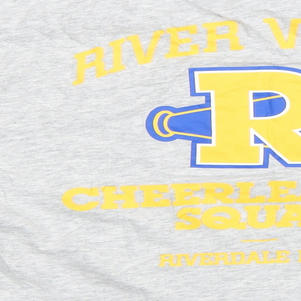 Riverdale Womens Grey Cotton Basic T-Shirt Size M Round Neck