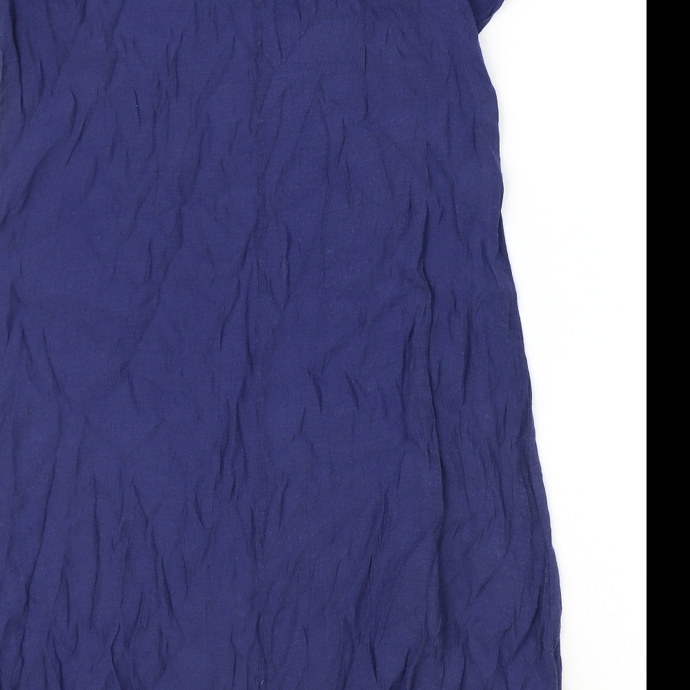 QED London Womens Blue Viscose A-Line Size S Scoop Neck Pullover