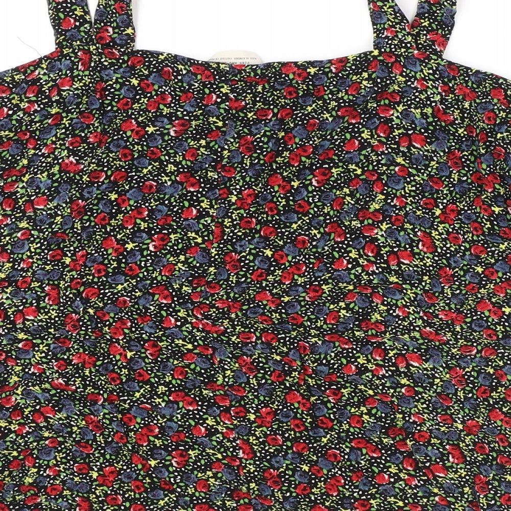Pins & Needles Womens Black Floral Viscose Basic Blouse Size XS Off the Shoulder