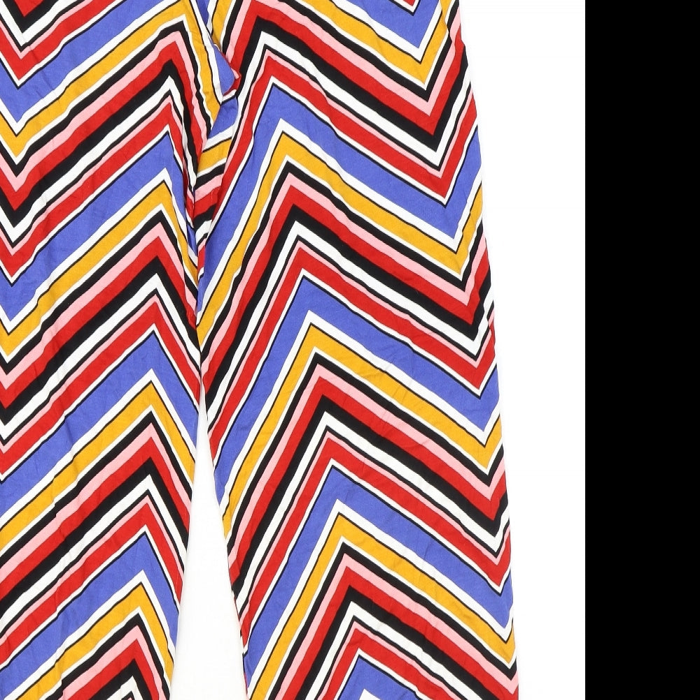 Papaya Womens Multicoloured Geometric Polyester Trousers Size 14 Regular