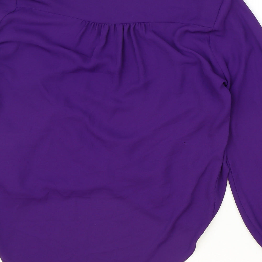 Wallis Womens Purple Polyester Basic Blouse Size 10 Round Neck