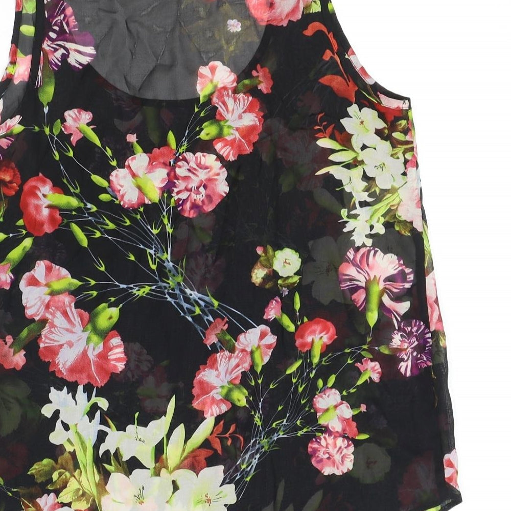 Internacionale Womens Beige Floral Polyester Basic Tank Size 10 Scoop Neck