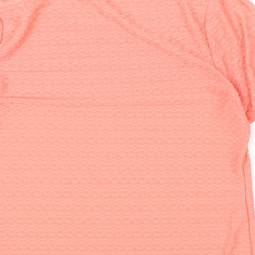 Profile Womens Pink Geometric Polyester Basic T-Shirt Size 14 Round Neck
