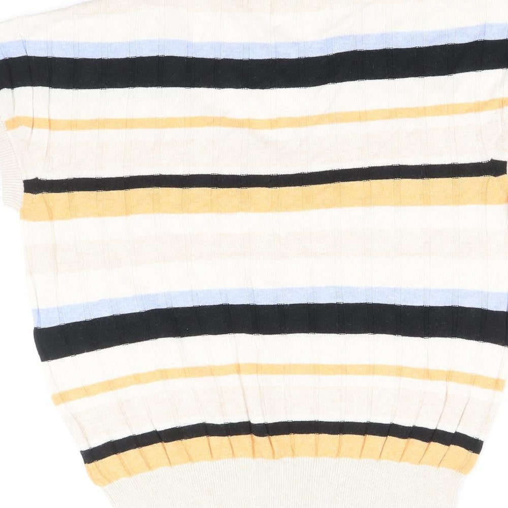Marks & Spencer Womens Multicoloured V-Neck Striped Viscose Pullover Jumper Size M