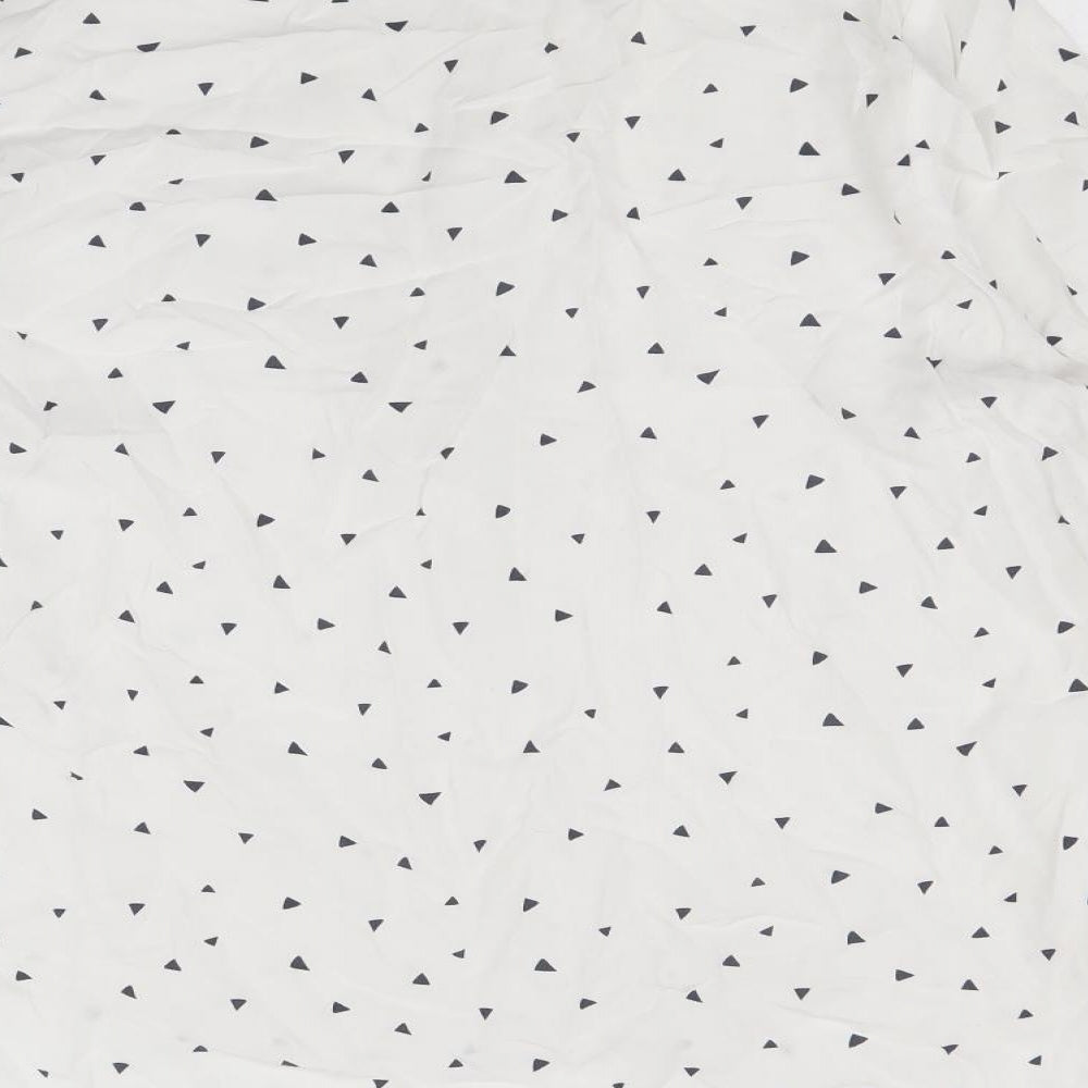 Marks & Spencer Womens White Geometric Viscose Basic Button-Up Size 14 V-Neck