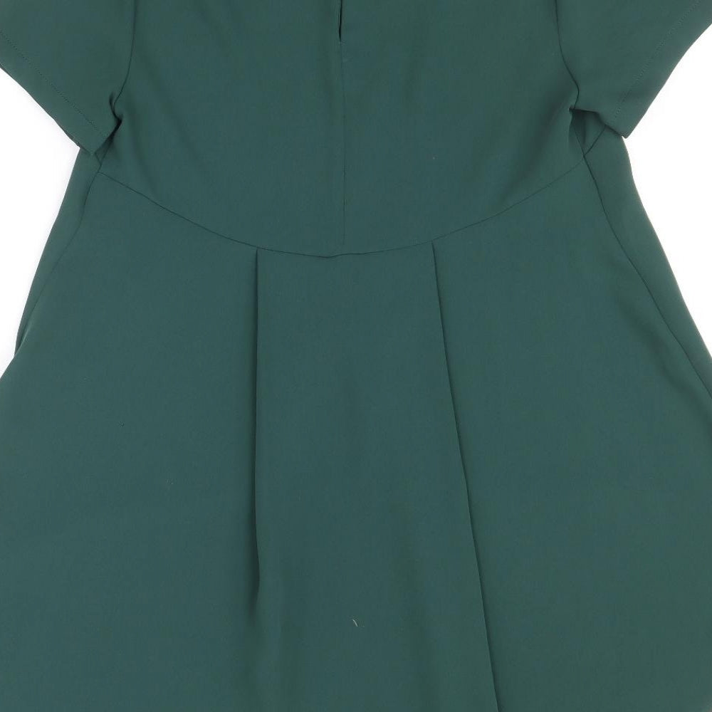 Topshop Womens Green Polyacrylate Fibre Basic Blouse Size 8 Round Neck - Asymmetric