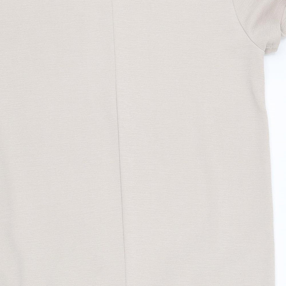 Zara Womens Beige Polyester A-Line Size S Round Neck Pullover