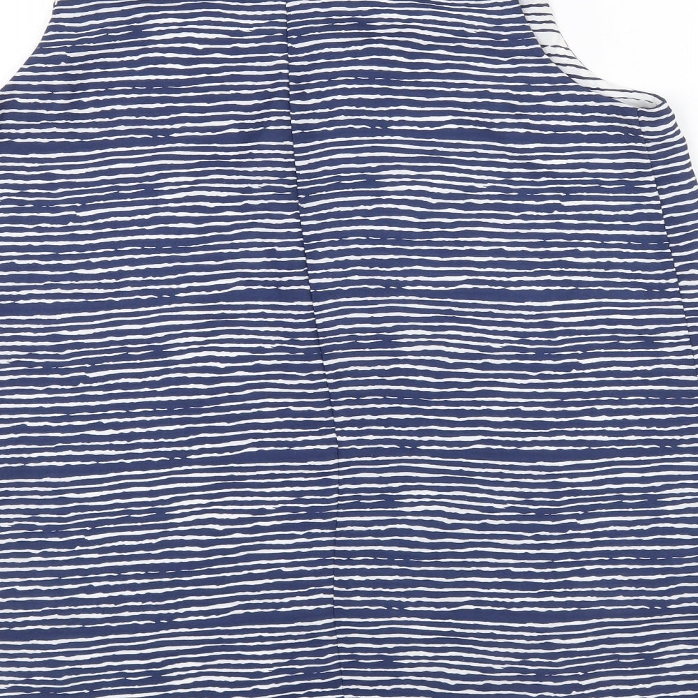 NEXT Womens Blue Striped Polyester Basic Tank Size 6 V-Neck - Reversible