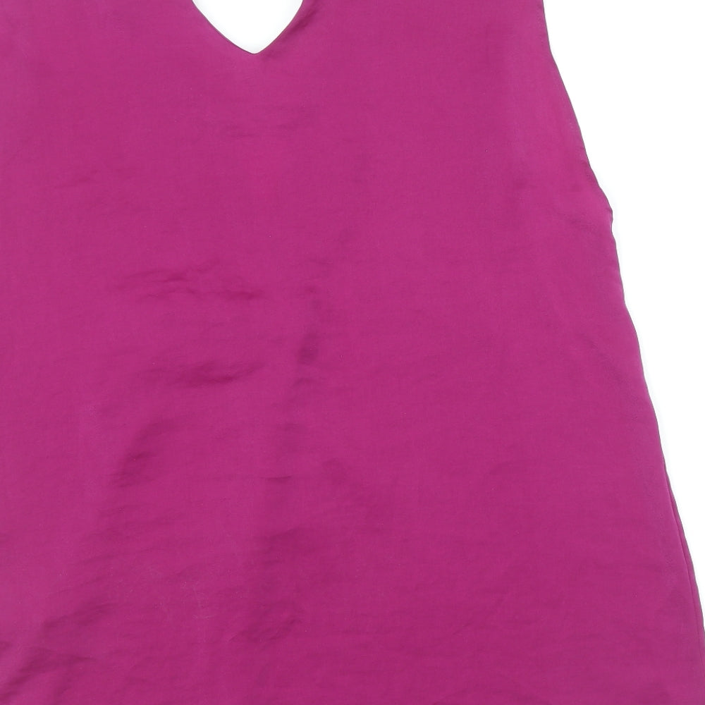 Marks & Spencer Womens Purple Polyester Basic Tank Size 8 V-Neck