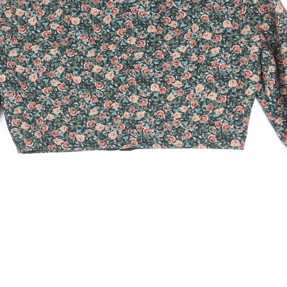Zara Womens Multicoloured Floral Polyester Cropped Blouse Size M Square Neck