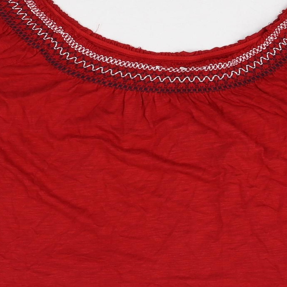 New Look Womens Red Cotton Basic T-Shirt Size 8 Round Neck