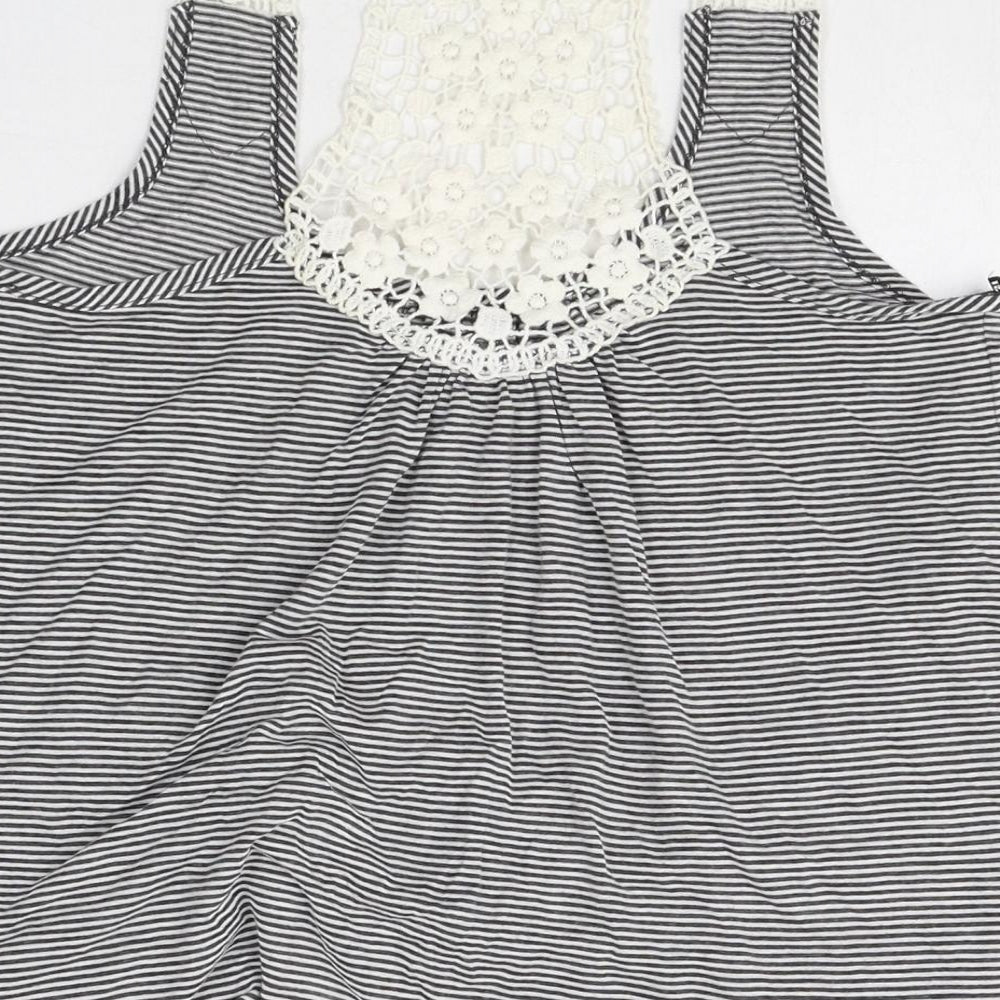 FOREVER 21 Womens Multicoloured Striped Polyester Basic Tank Size S Scoop Neck