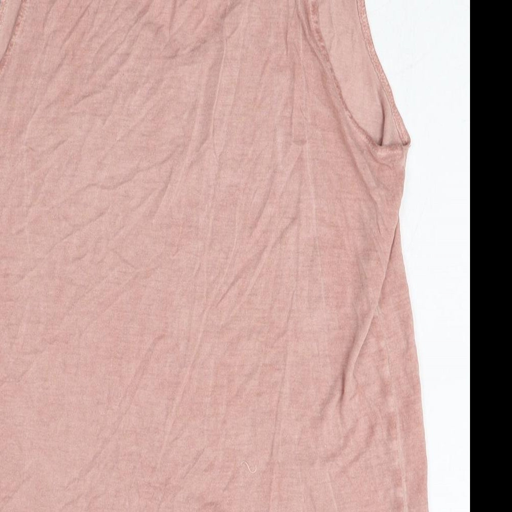MNG Womens Pink Polyester Basic Tank Size S V-Neck