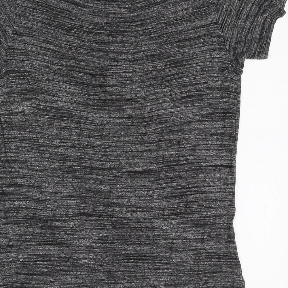 Divided Womens Grey Viscose Basic T-Shirt Size S Scoop Neck - W Initial