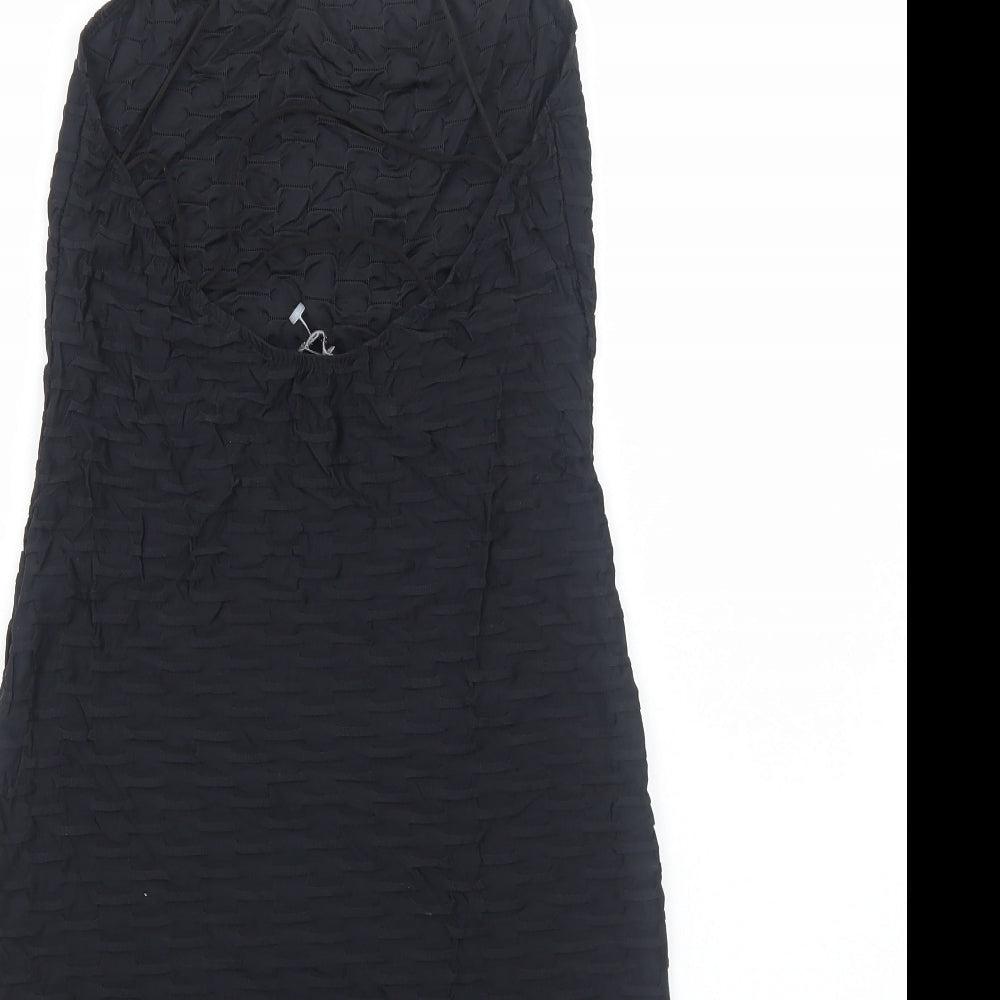 Bershka Womens Silver Polyester Slip Dress Size M Square Neck Pullover