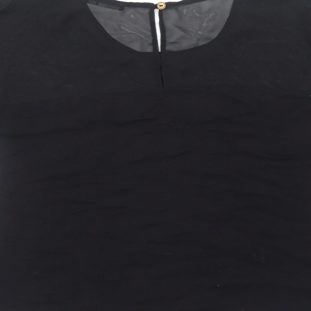 Atmosphere Womens Black Polyester Basic T-Shirt Size 8 Round Neck