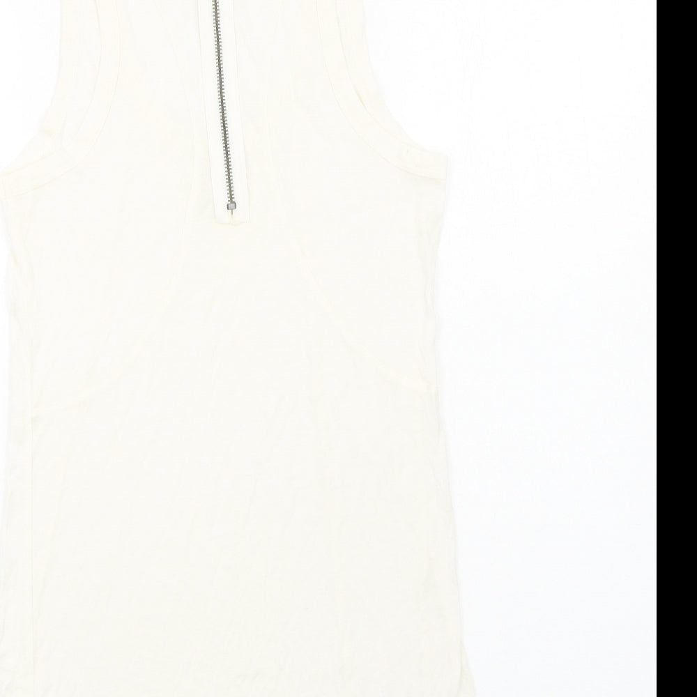 Marks & Spencer Womens Ivory Viscose Basic Tank Size 10 Round Neck