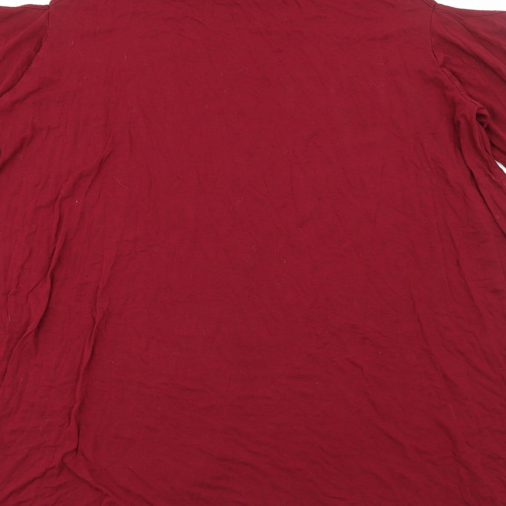 Preworn Womens Red Viscose A-Line Size 2XL Scoop Neck Pullover - Cold Shoulder Slouch