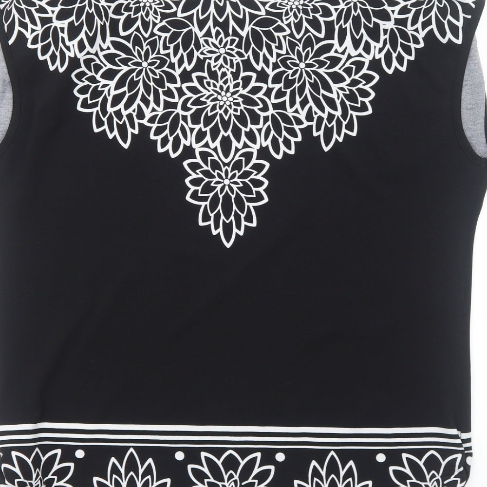 Apricot Womens Black Polyester Basic Blouse Size 8 Square Neck - Floral Detail