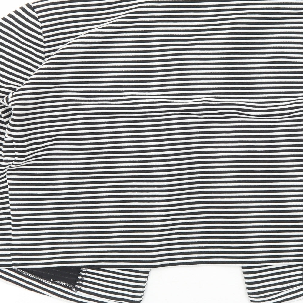 Papaya Womens Black V-Neck Striped Viscose Cardigan Jumper Size 10