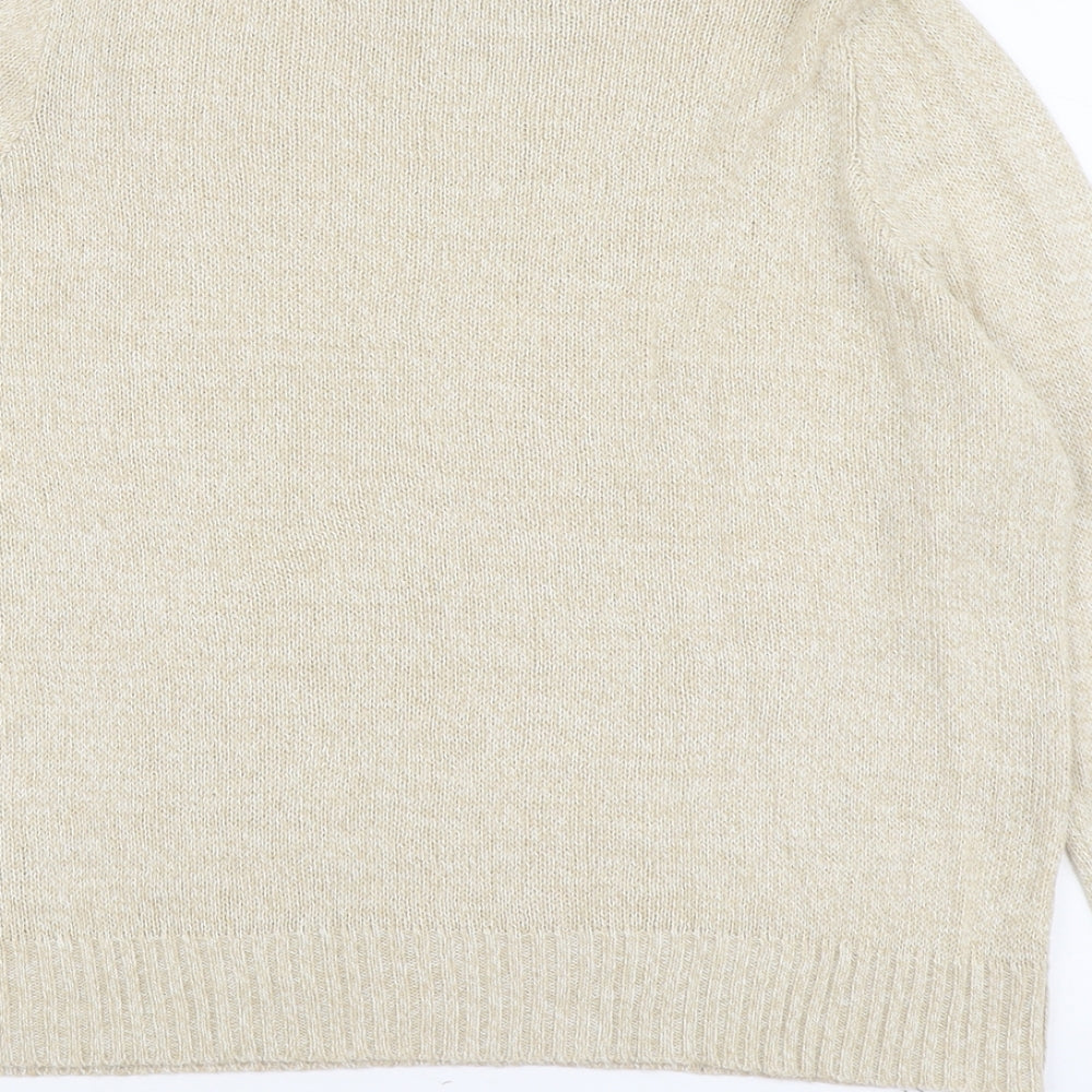 H&M Womens Beige Round Neck Acrylic Pullover Jumper Size L