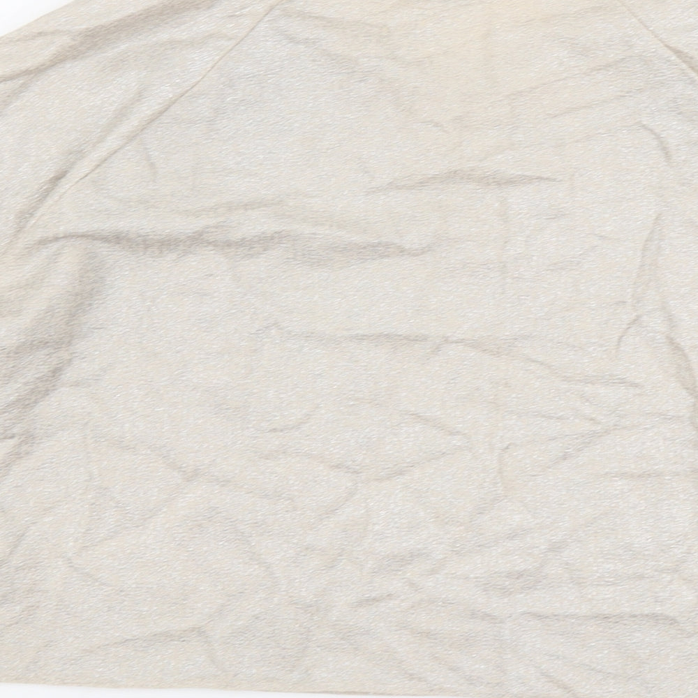 New Look Womens Beige Polyester Basic T-Shirt Size 14 Round Neck