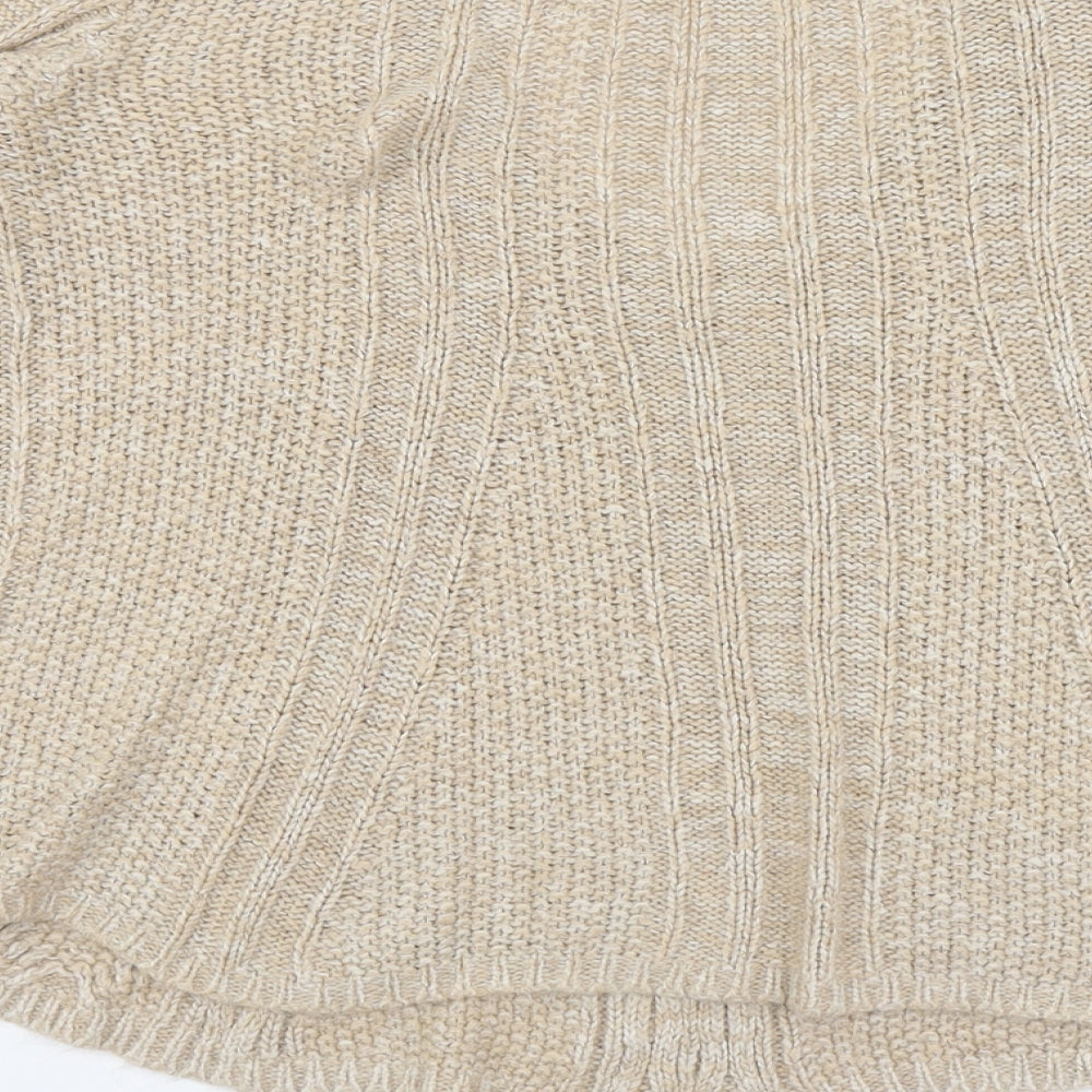 NEXT Womens Beige V-Neck Acrylic Pullover Jumper Size S