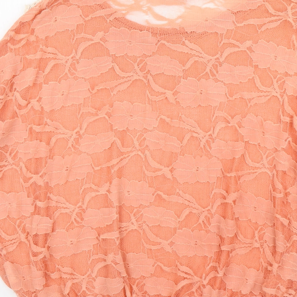 Katsumi Womens Orange Scoop Neck Acrylic Pullover Jumper Size S